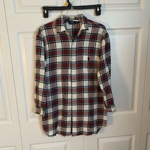 Polo Ralph Lauren Flannel Plaid Button-Up Shirt Red Green Navy White S